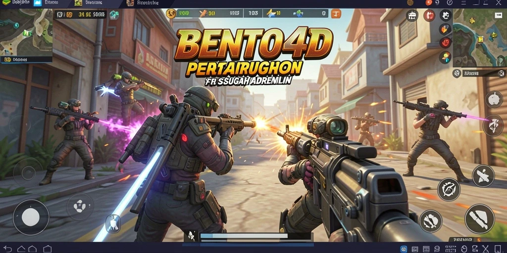Tampilan gameplay mendebarkan dari BENTO4D dengan aksi tembak-menembak yang intens.