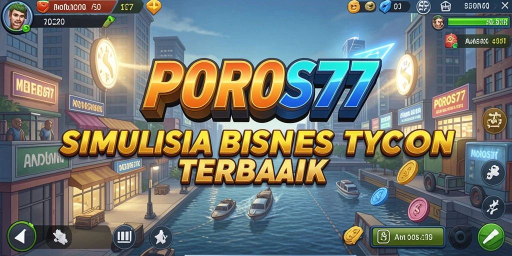 Screenshot gameplay menarik dari POROS77 dengan elemen Tycoon.