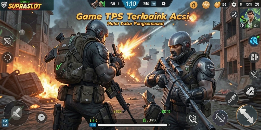 Screenshot utama menunjukkan aksi mendebarkan di SUPRASLOT saat bertempur.